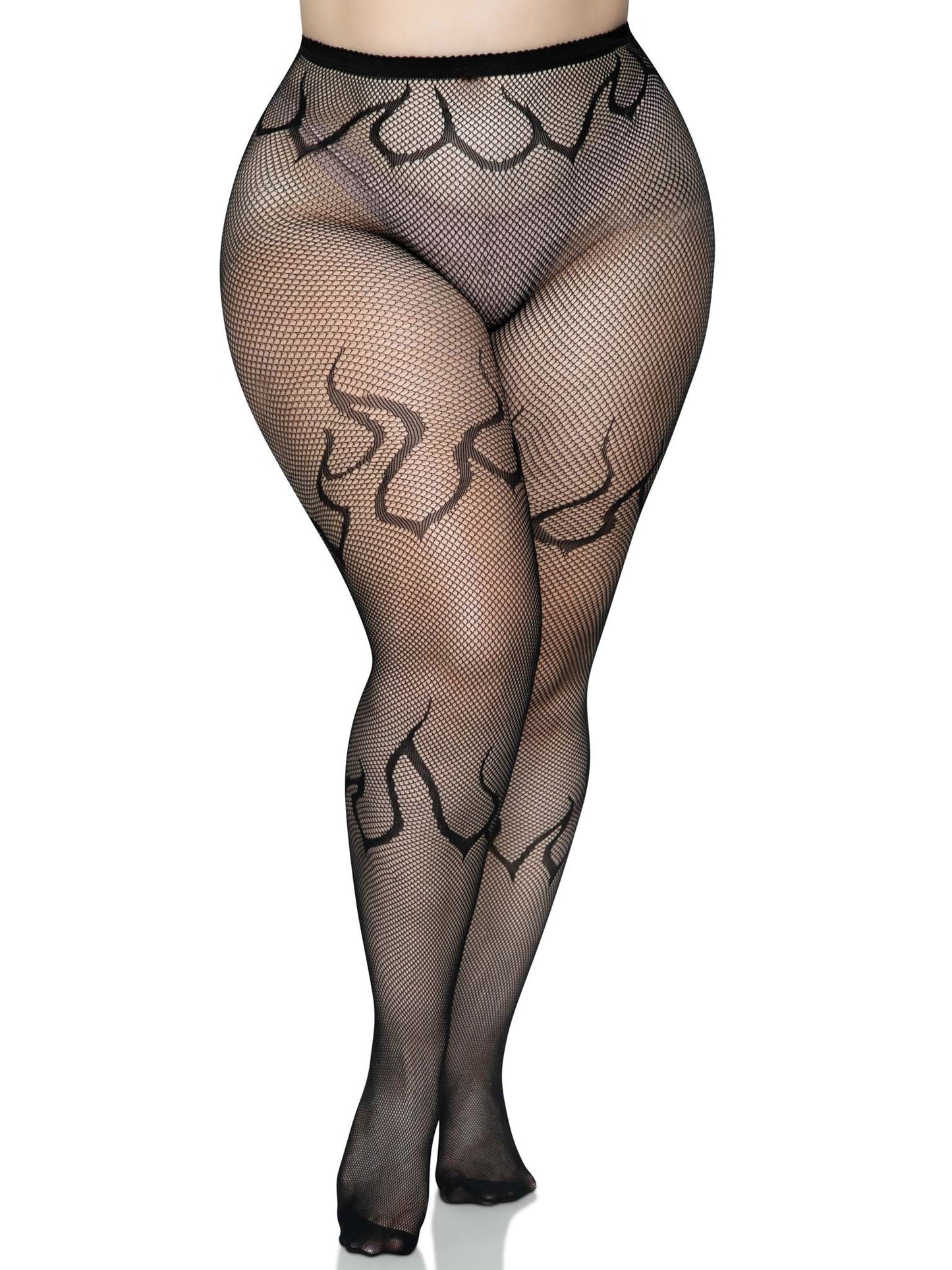 "Flame Net Tights - 1x/2x - Black LA-9288XBLK1X2"