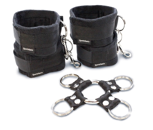 "5 Piece Hog Tie and Cuff Set - Black SS325-01"