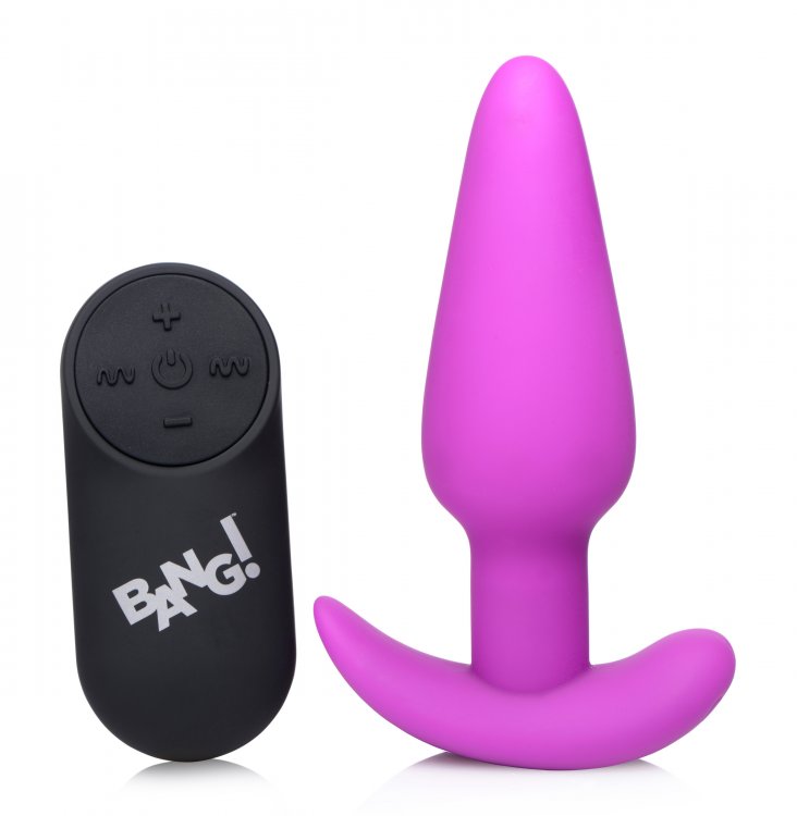 "21x Silicone Butt Plug With Remote - Purple BNG-AG563-PUR"