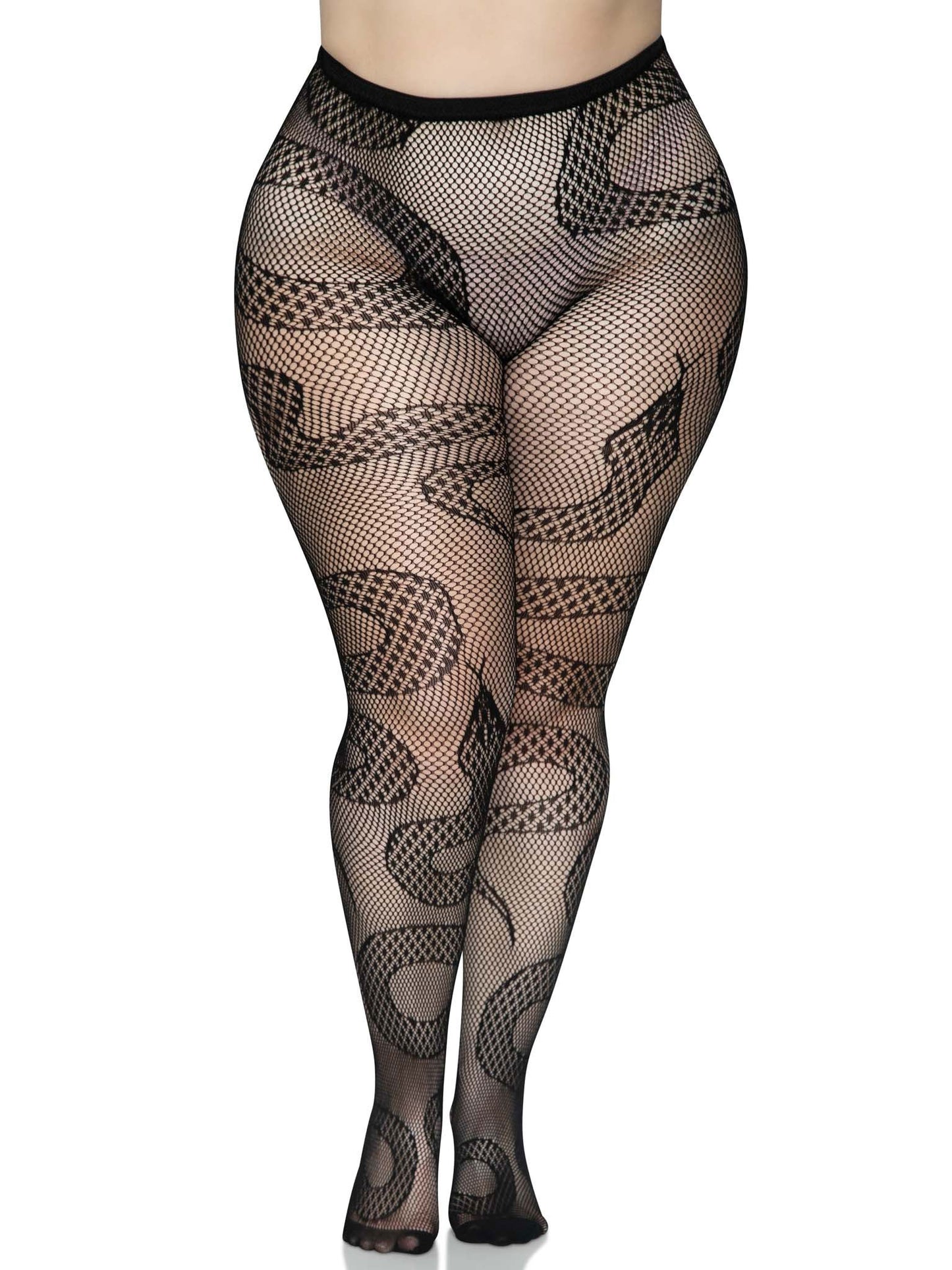 "Snake Net Tights - 1x/2x - Black LA-8143XBLK1X2"