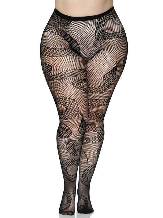 "Snake Net Tights - 1x/2x - Black LA-8143XBLK1X2"
