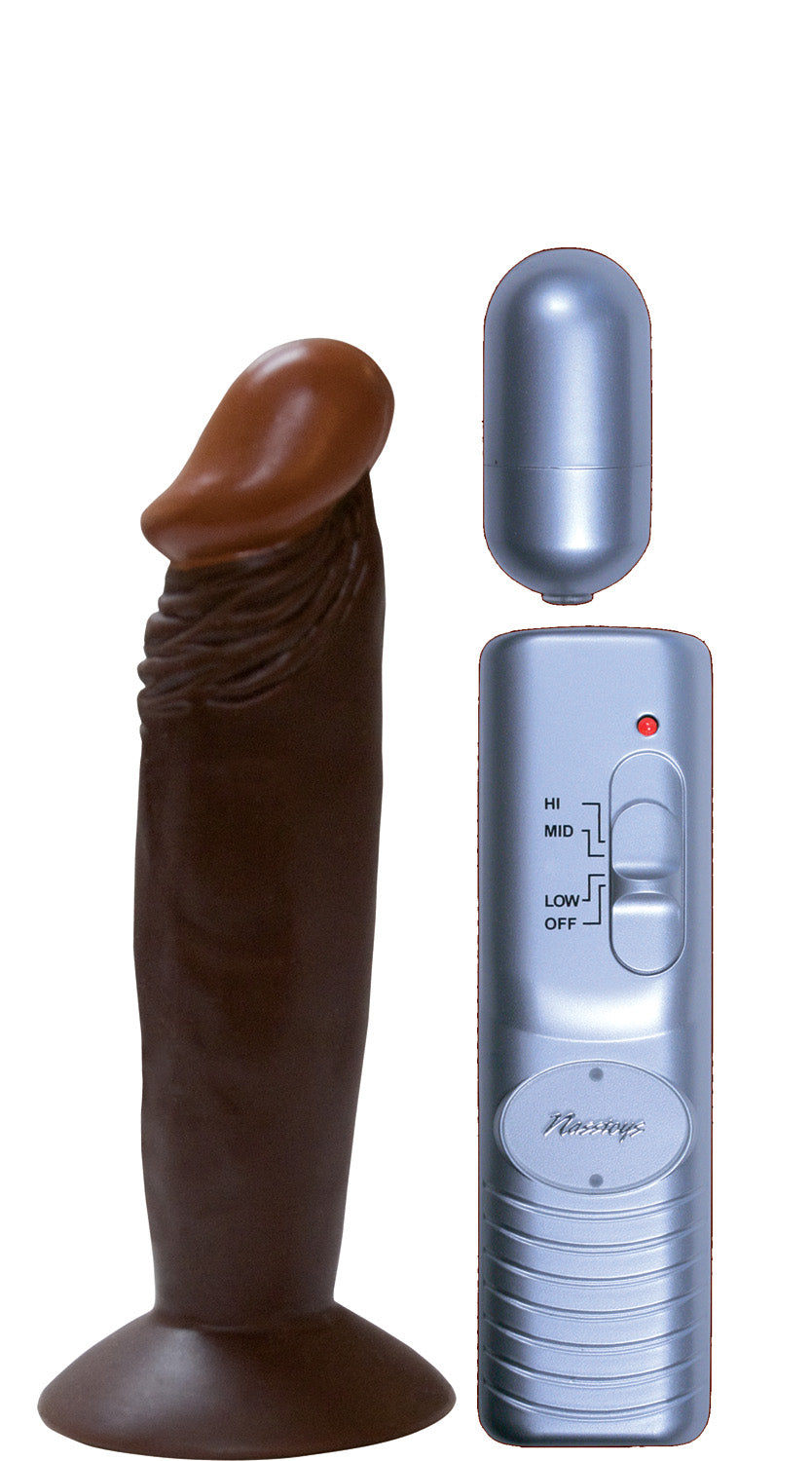 "Afro American Whoppers 6 Inch Vibrating Dong With Bullet - Brown NW2234-2"