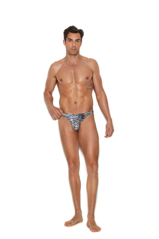 "Men's Snap Closure Thong - Large/xlarge - Zebra EM-82203ZEBLXL"
