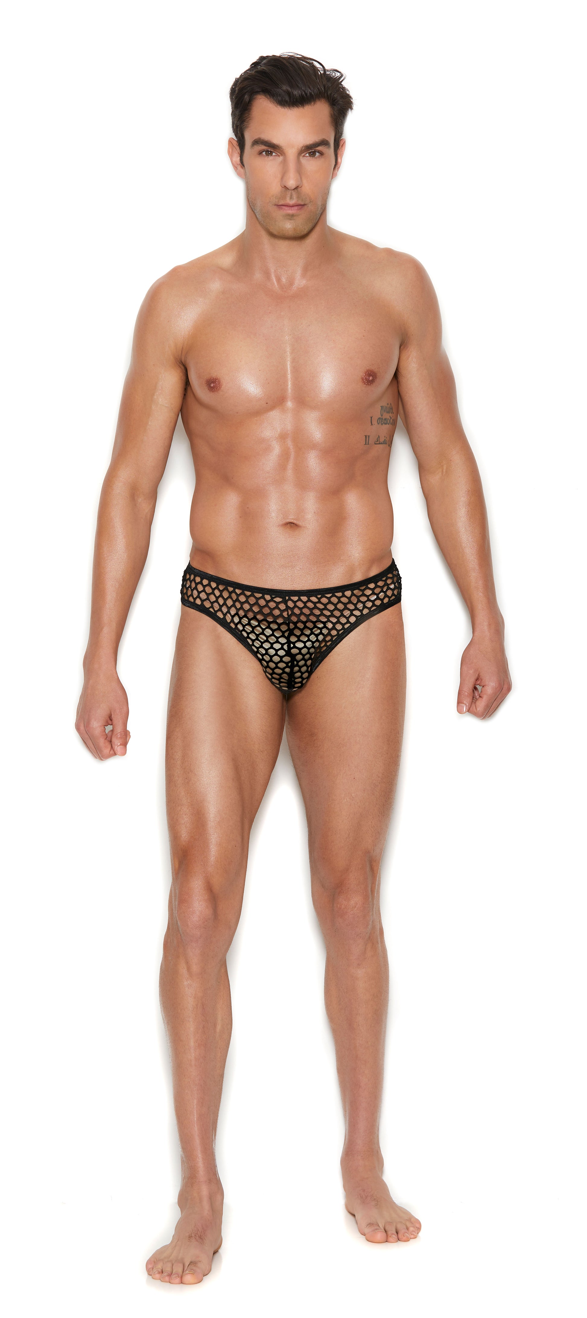 "Men's Fishnet Thong Back Brief - Small/medium - Black EM-82928BLKSM"