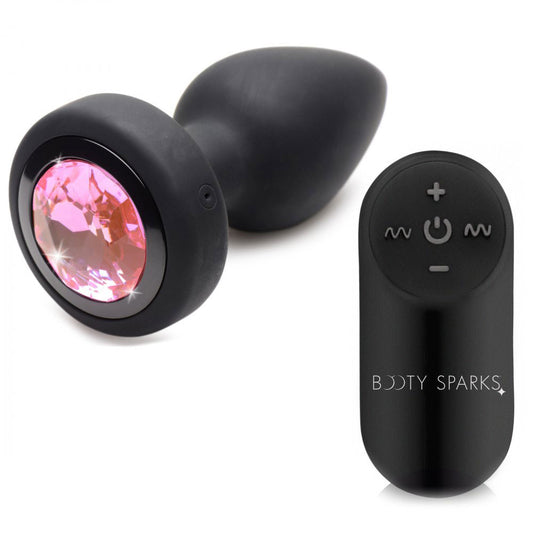 "28x Silicone Vibrating Pink Gem Anal Plug With Remote - Small BTYS-AG965-SML"