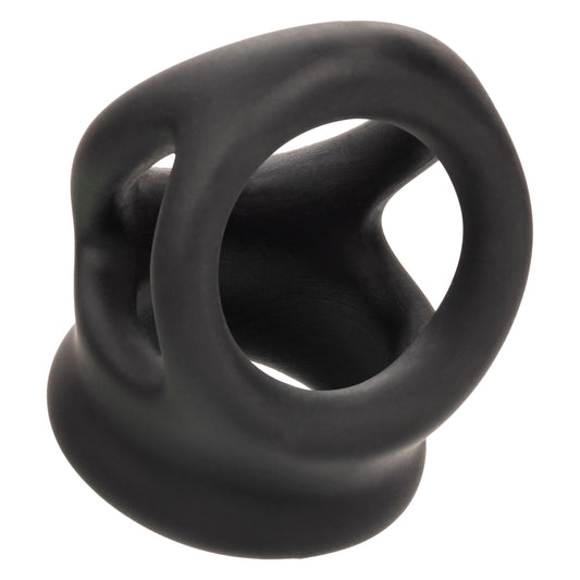 "Alpha Liquid Silicone Dual Cage and Ring - Black Ring - Black SE1492372"