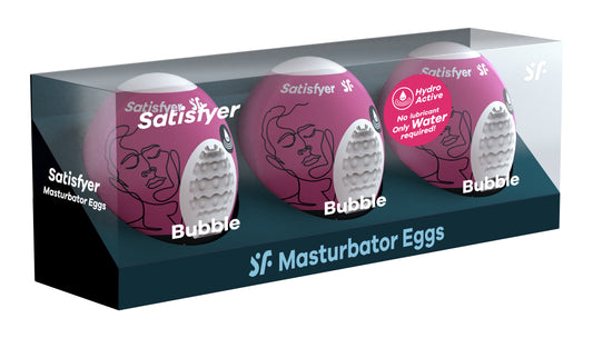 "3 Pc Set Masturbator Egg - Bubble - Violet SAT-9043453"