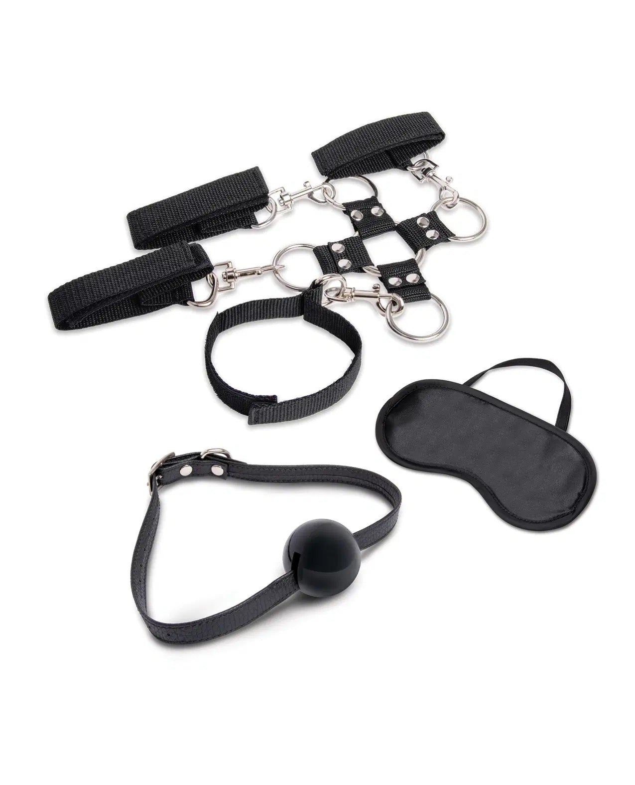 "7 Pc Hogtie and Ball Gag Kit - Black EL-LF1811"