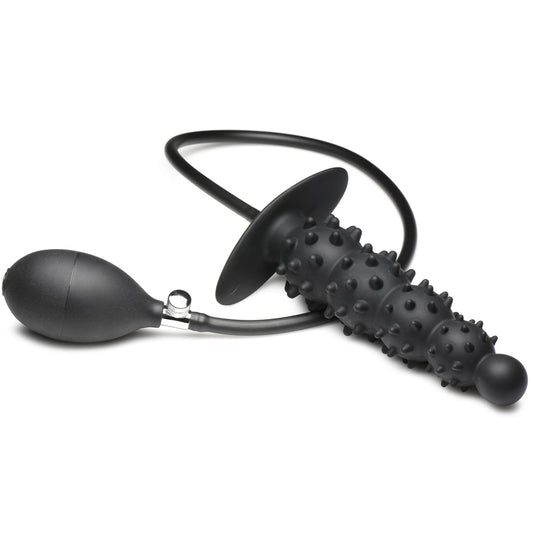 "Ass Puffer Nubbed Inflatable Silicone Anal Plug - Black MS-AH219"