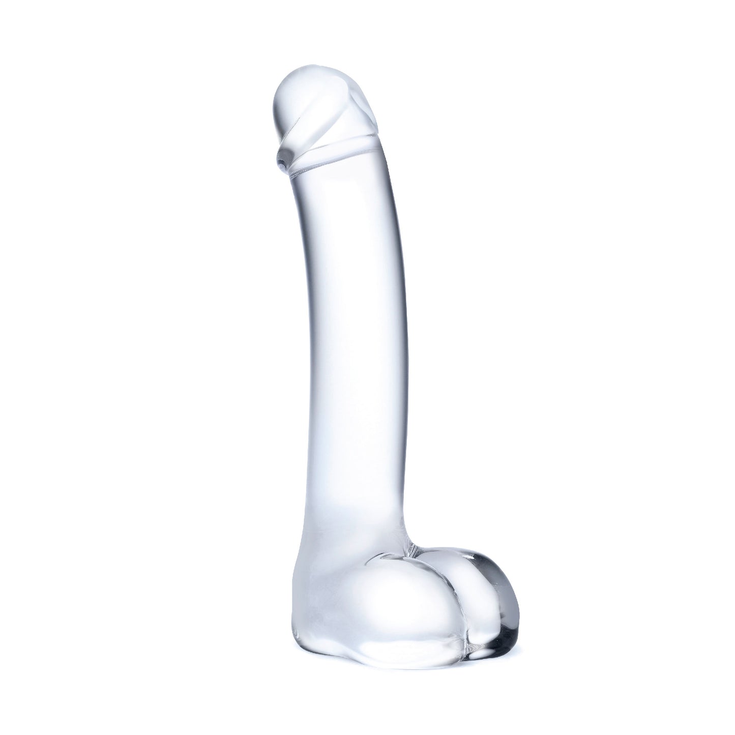 "7 Inch Realistic Curved Glass G-Spot Dildo - Clear GLAS-153"