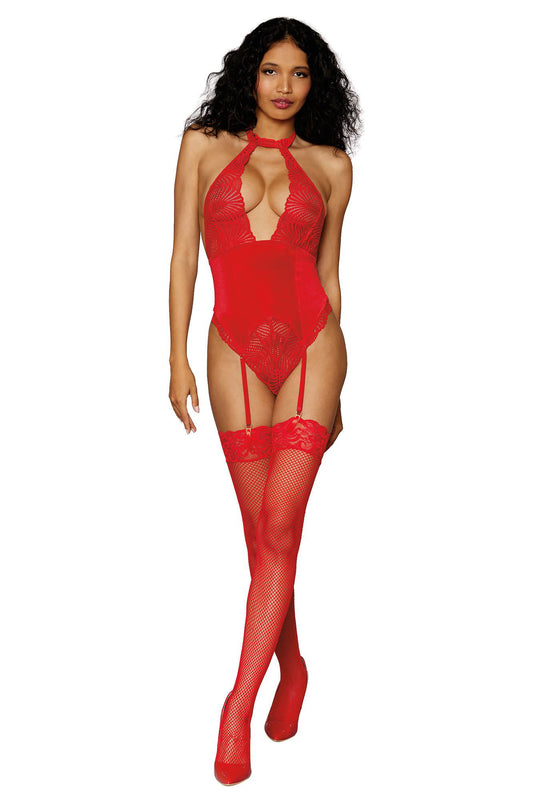 "Garter Teddy - One Size - Lipstick Red DG-12670LRDOS"