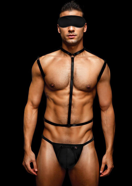 "Envy 3 Pc Wet Look Chest Harness - Medium/large - Black EV-BLEC13BLKML"