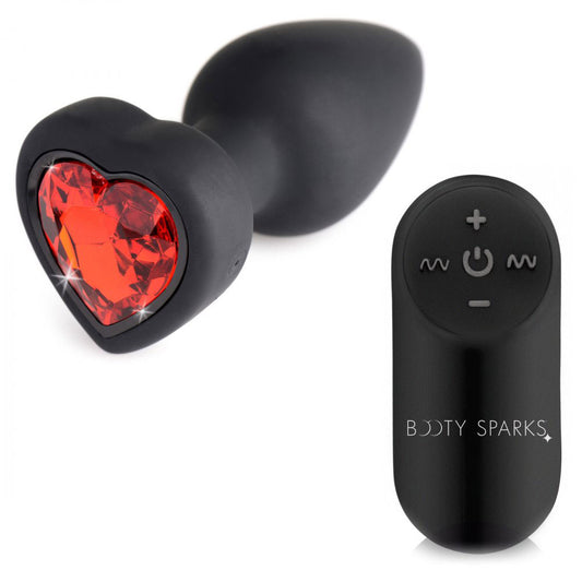 "28x Silicone Vibrating Red Heart Anal Plug With Remote - Small BTYS-AG966-SML"