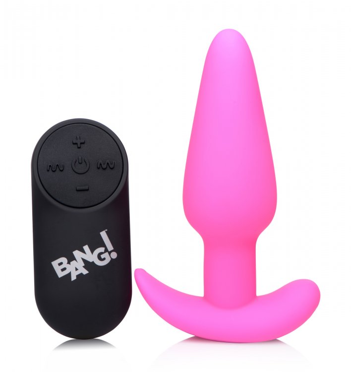 "21x Silicone Butt Plug With Remote - Pink BNG-AG563-PNK"